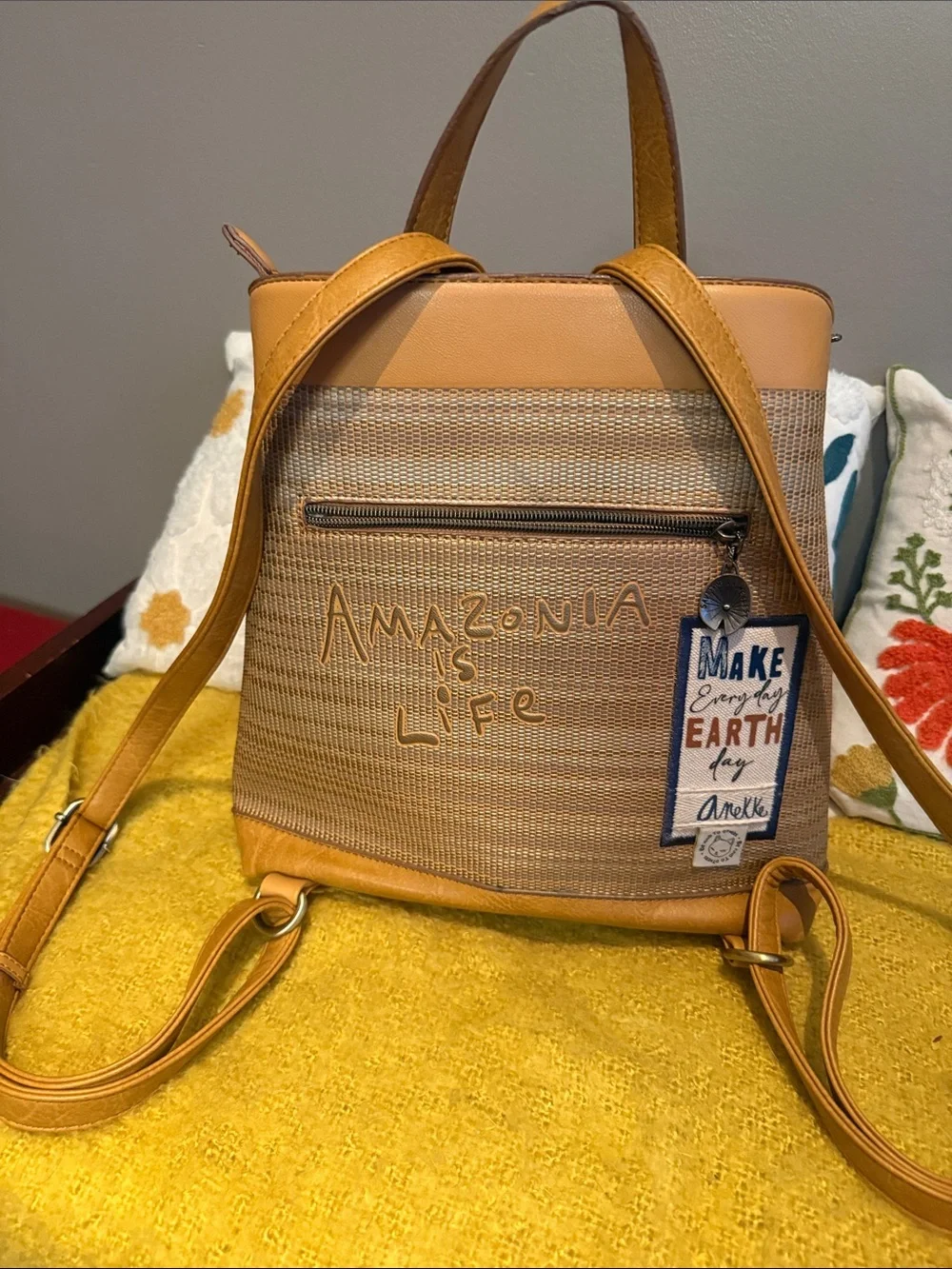 Anekke Tan Laser-Cut Backpack - Love to Share